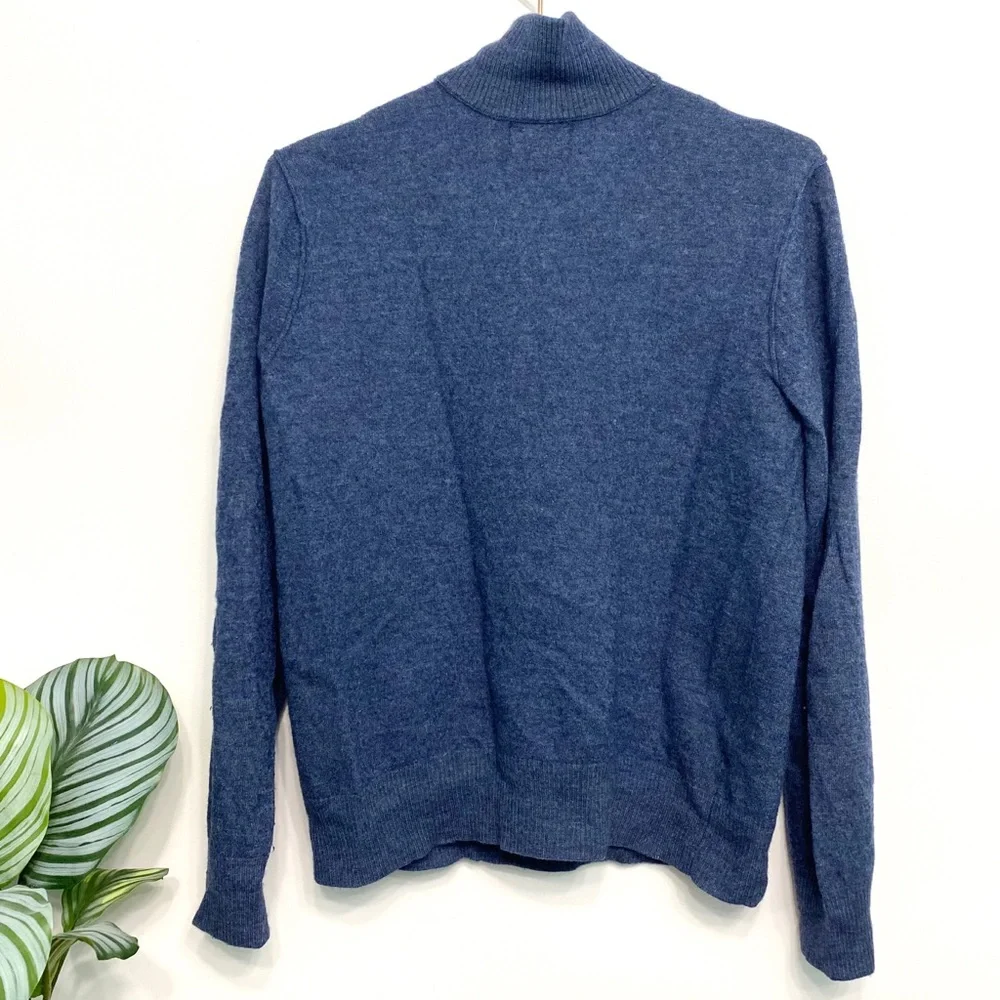 banana republic | navy merino wool ¼ zip pullover l